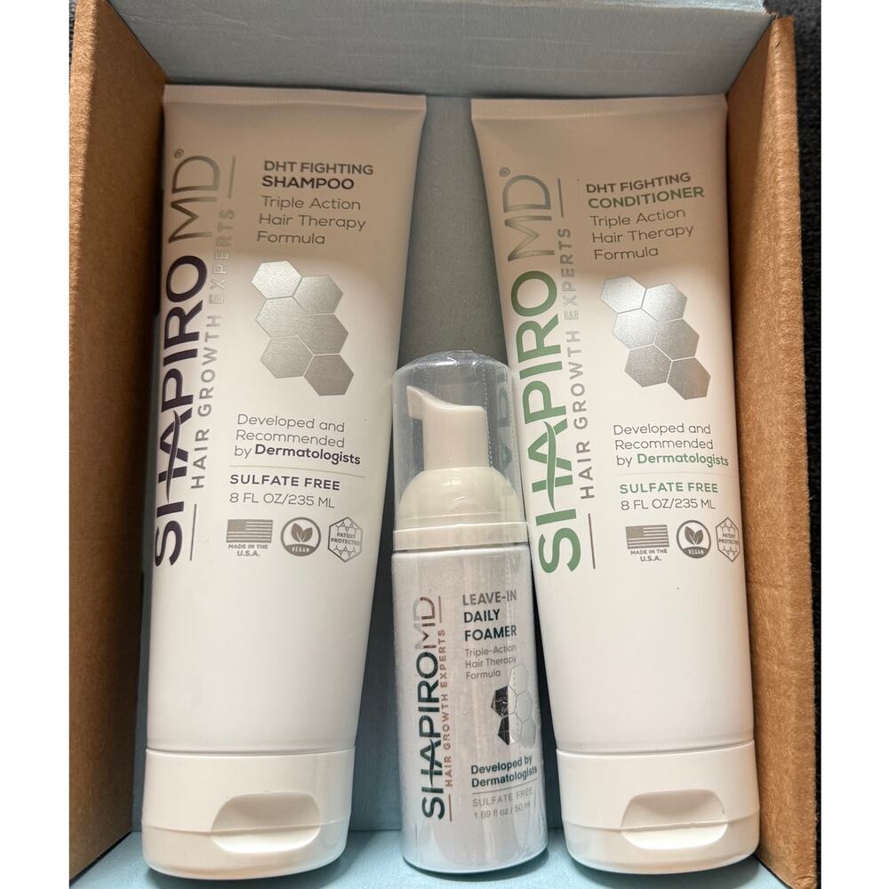 Shapiro MD Hair Growth Kit Thicker Fuller Healthier Shampoo Conditioner Foam